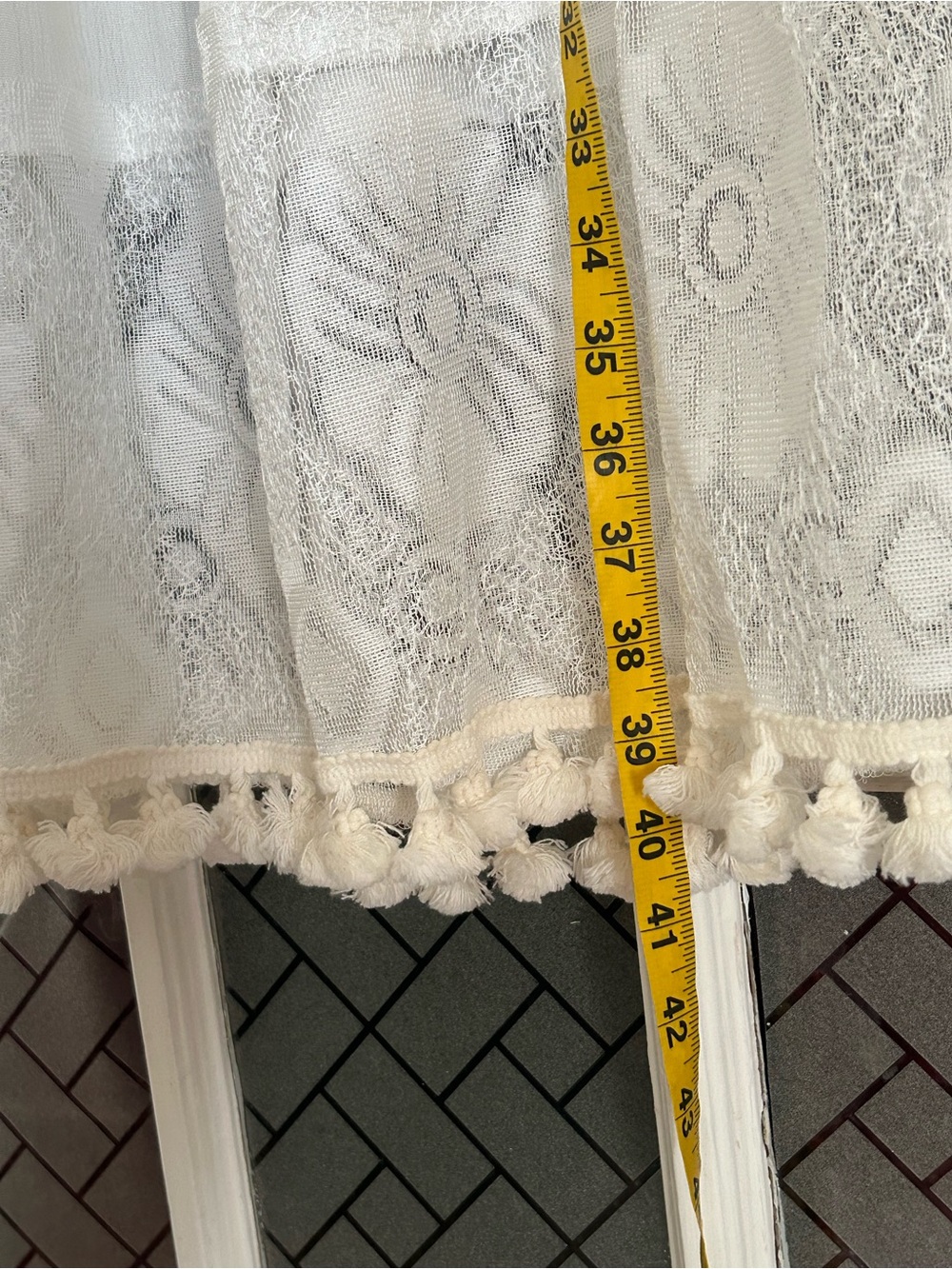White Long Tiered Boho Dress Lace Polka Dots Romantic Cottagecore Size Small - Picture 11 of 14